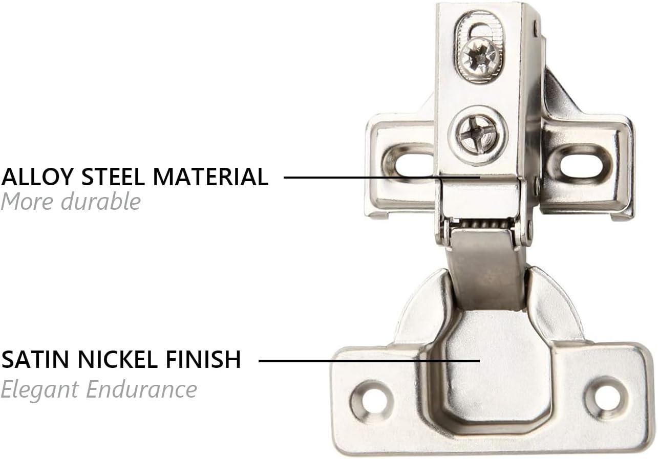 20 Pack - Silverline Face Frame Quiet Soft Close Cabinet Door Hinges, 1/2 Inch Overlay, with Built-in Metal Dampers, Strong Heavy Duty Steel for Kitchen Bathroom