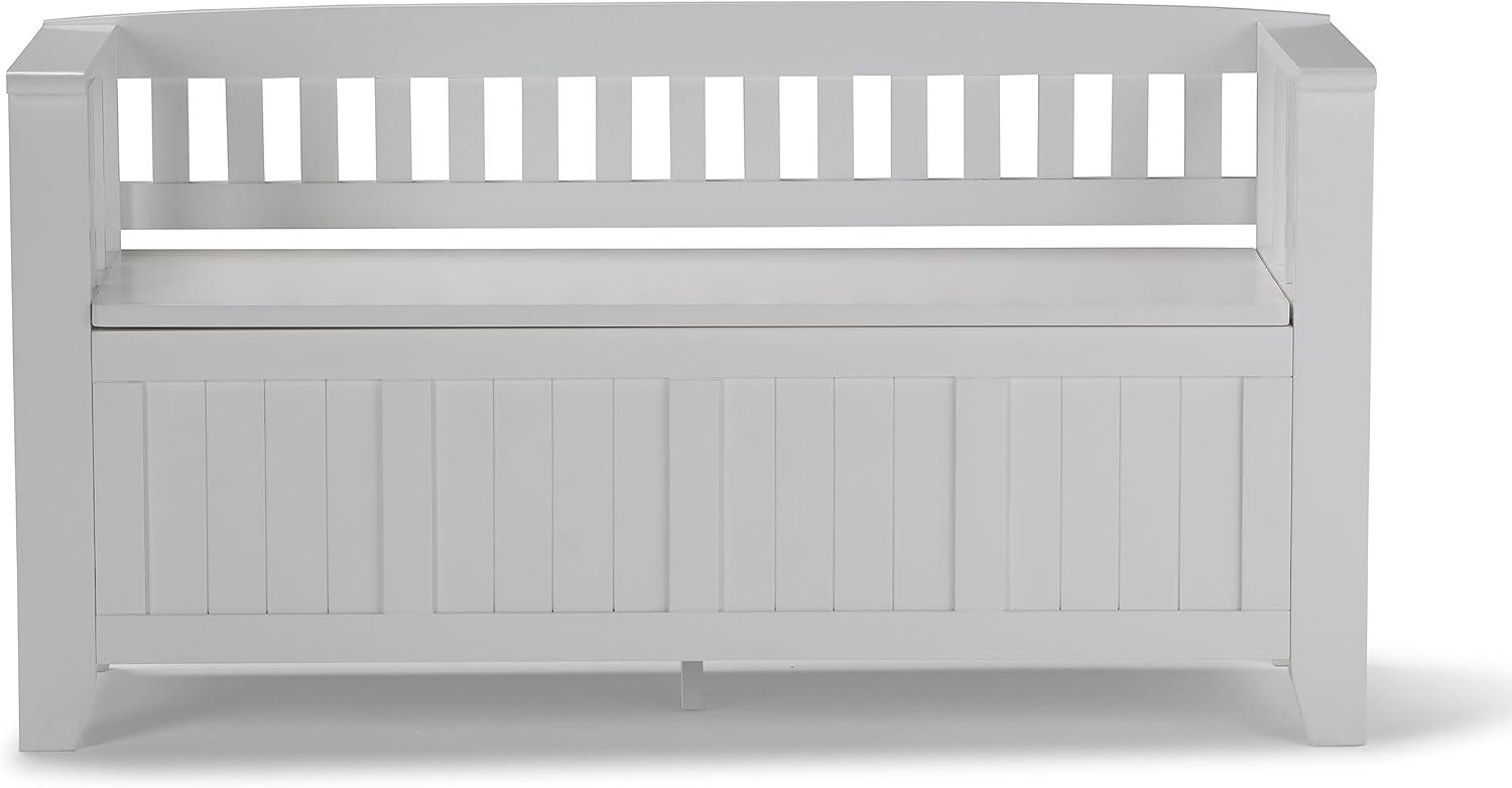 Simpli Home Acadian 48"W Solid Wood Entryway Storage Bench with Lift-Top Lid and Dual Compartments