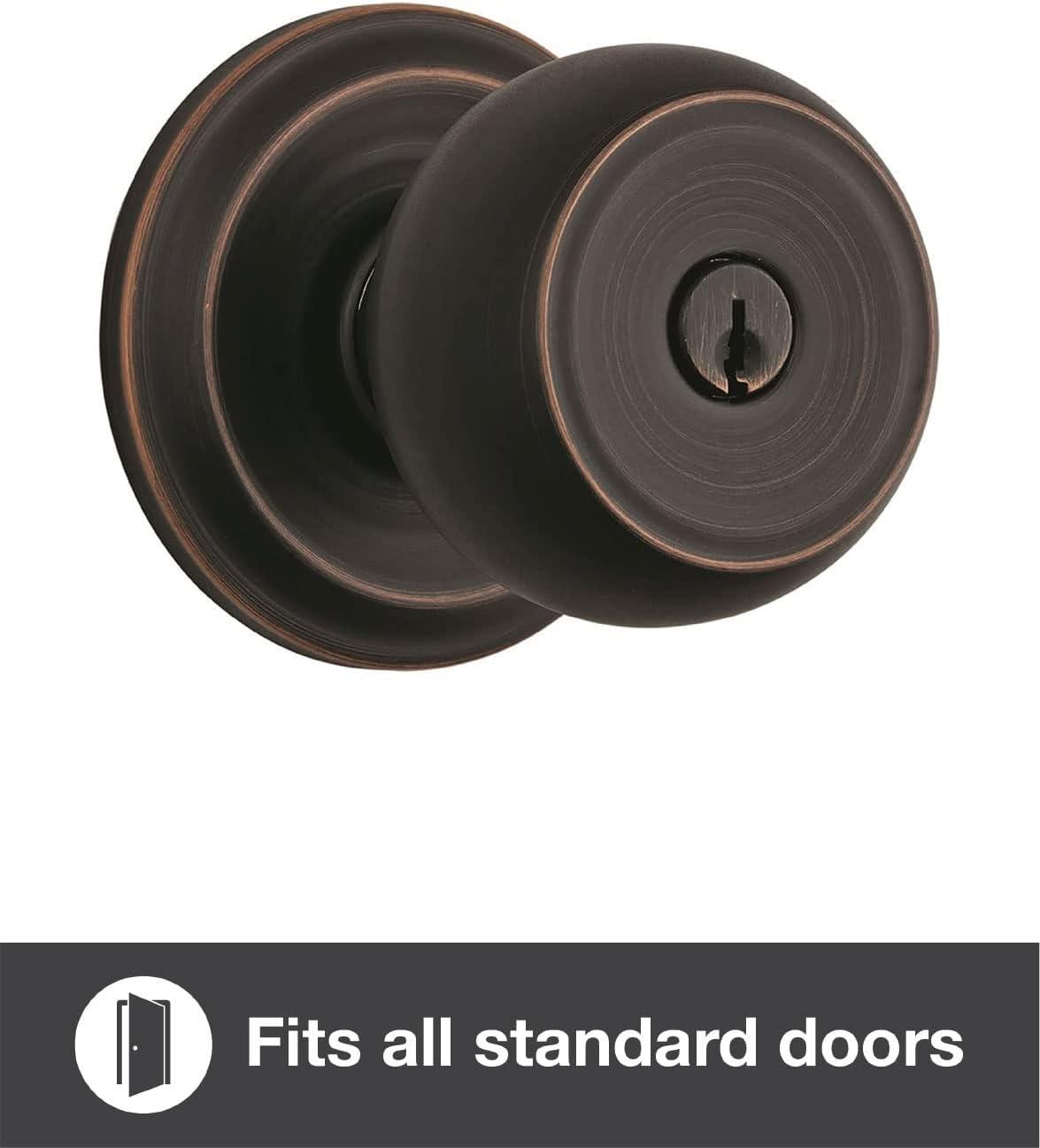 Brinks Push Pull Rotate Stafford Keyed Entry Doorknob in Tuscan Bronze