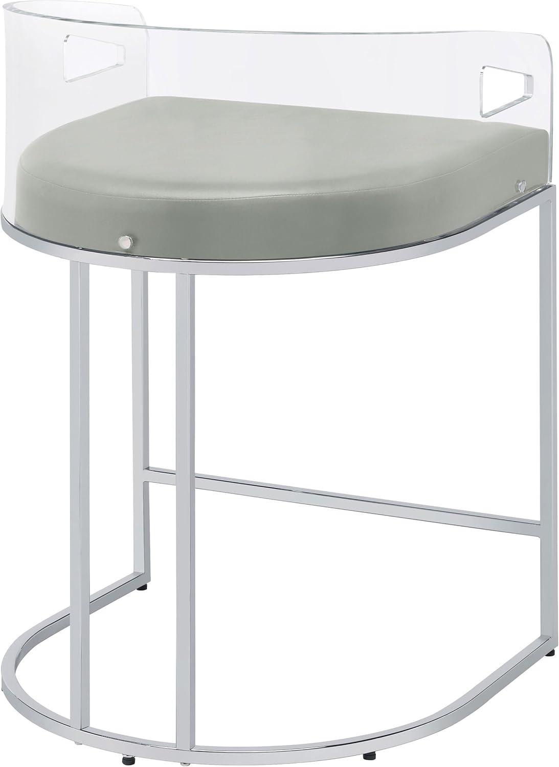 Coaster Faux Leather Counter Height Stools with Acrylic Back in Gray