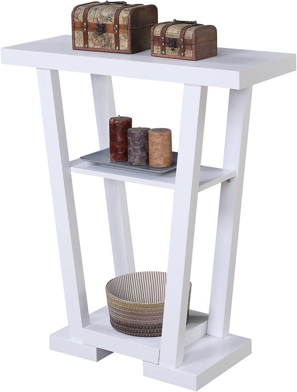 Newport V 32'' White Wood Grain Console Table with Storage