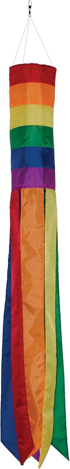 Rainbow 50-Inch Polyester Windsock with Colorful Tails