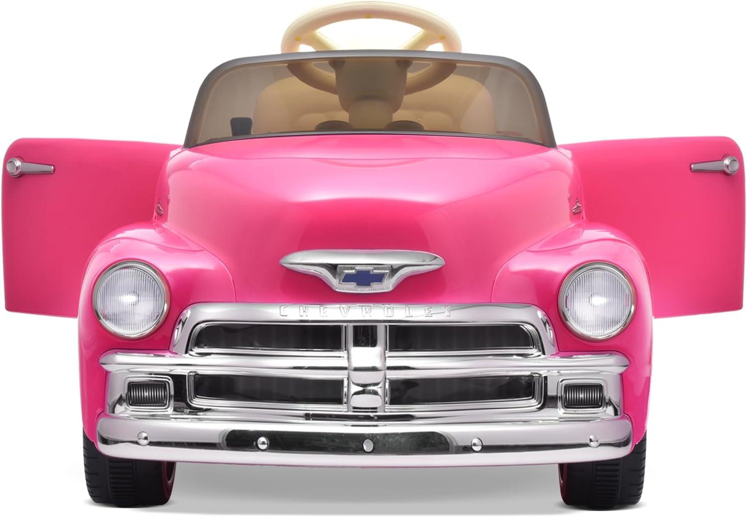 Joywhale 12V Kids Ride on Car Licensed Chevrolet 3100 Pickup Battery Powered Motorized Electric Car, with 7AH Big Battery, 2.4G Remote Control, 3-Speeds, Storage Space, Music, Retro Style, Black