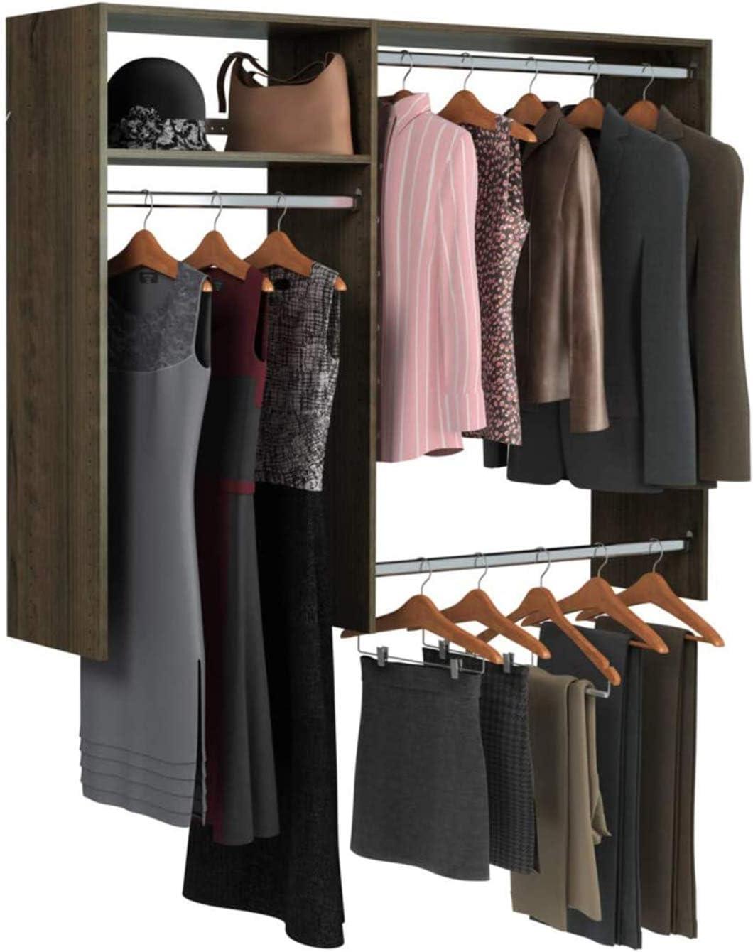 Truffle Wall-Mount Closet System with Satin Nickel Hardware