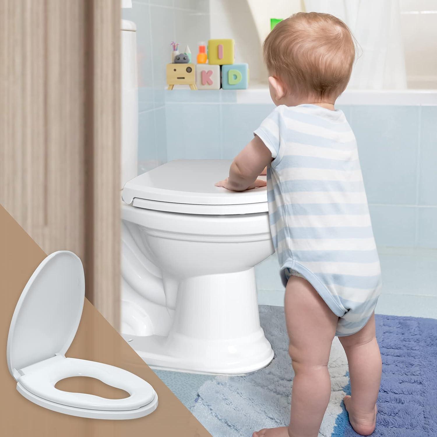 Danolapsi Elongated Toilet Seat with Built in Potty Training Seat,Quiet-Close Lid and Seat,Never Loosen,Potty Training Toilet Seat for Toddlers,Quick-Attach Hardware,Fits both Adult and Child