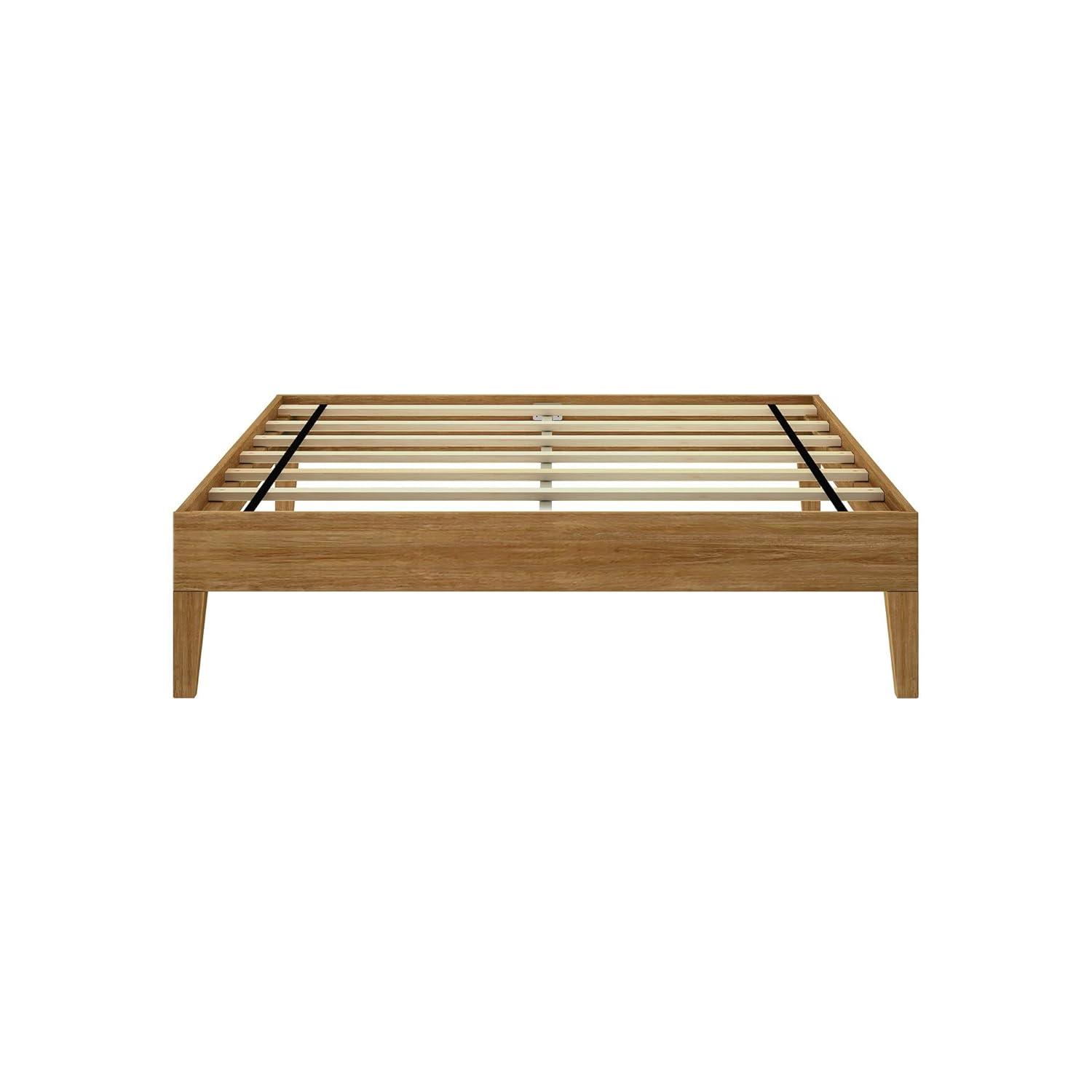 Plank+Beam Solid Wood Full Size Platform Bed Frame,  Matte Pecan