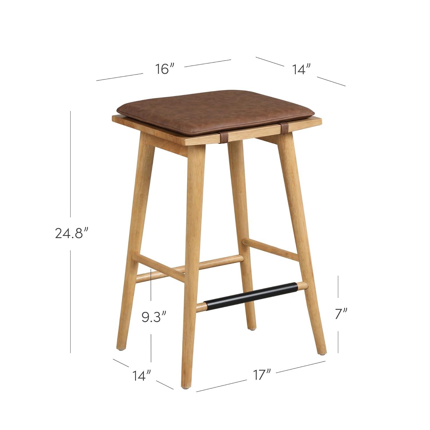 Nathan James Upholstered Counter Stool with Solid Wood Frame (Set of 2)