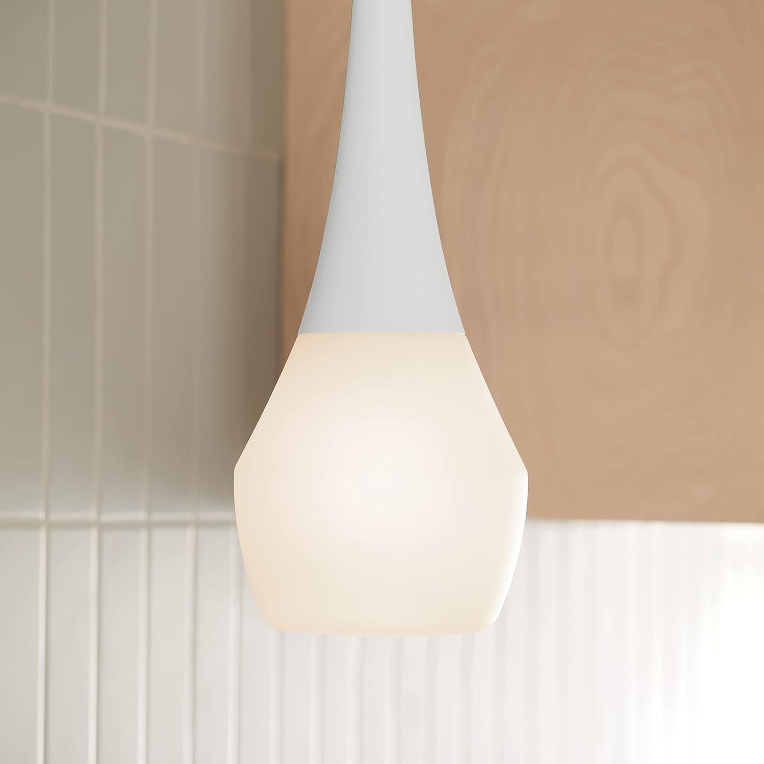 Deela Contemporary White Satin Etched Glass 1-Light Pendant