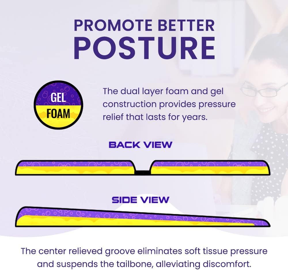 GSeat LITE - Travel Gel Foam Cushion, Relieves Tailbone Discomfort and Promotes Healthy Posture for Car, Commute, Airplane and Travel Comfort - Blue
