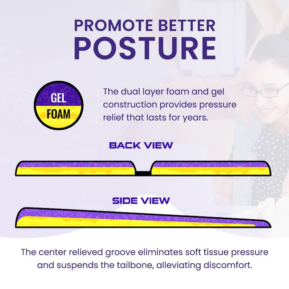 GSeat LITE - Travel Gel Foam Cushion, Relieves Tailbone Discomfort and Promotes Healthy Posture for Car, Commute, Airplane and Travel Comfort - Blue