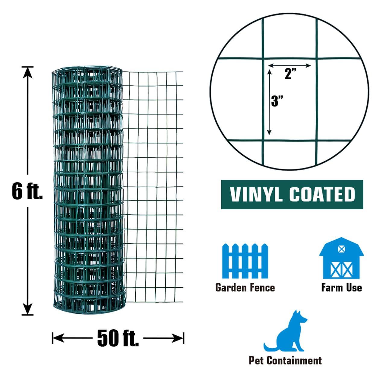 Fencer Wire Fencer Wire Vinyl Coated 16 Gauge Welded Fence Wire Roll, Mesh Size 2-Inch x 3-Inch