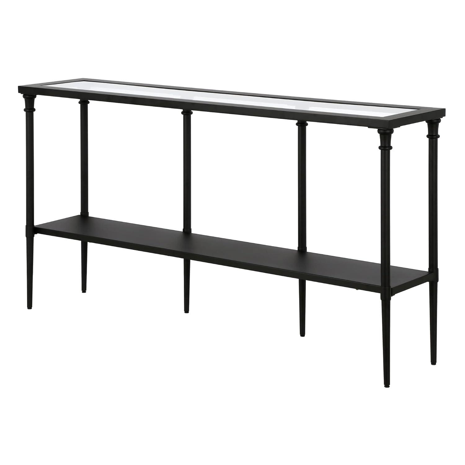 Henn&Hart 55" Blackened Bronze Metal/Glass Console Table
