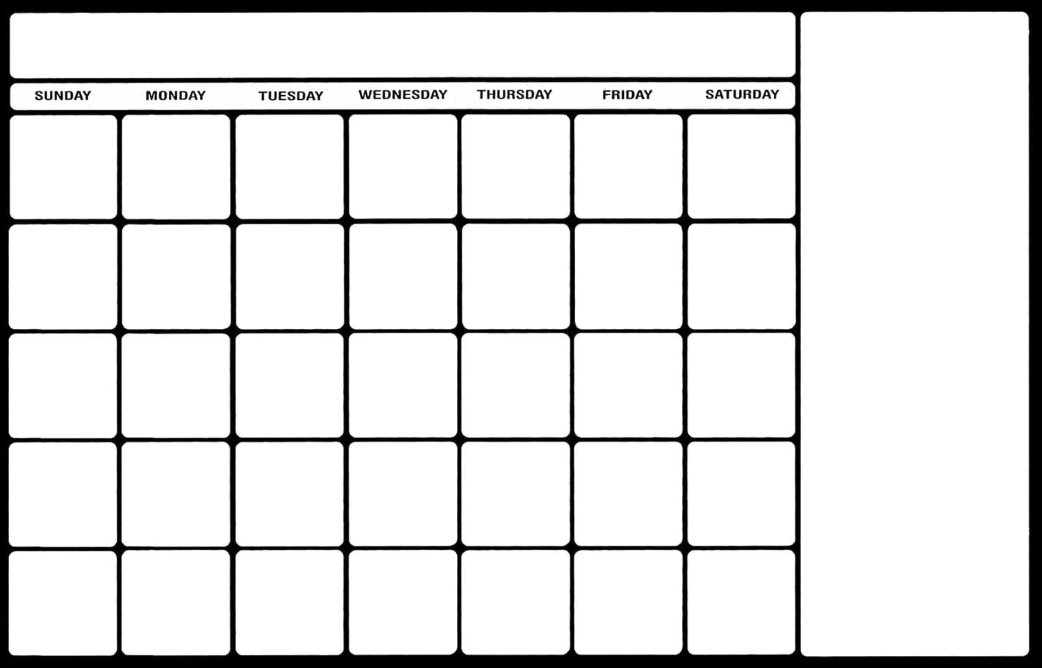 Large Black and White Dry Erase Wall Calendar