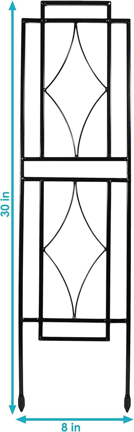 SunnyDaze Decor Contemporary 8" x 30" Black Steel Garden Trellis for Climbing Plants