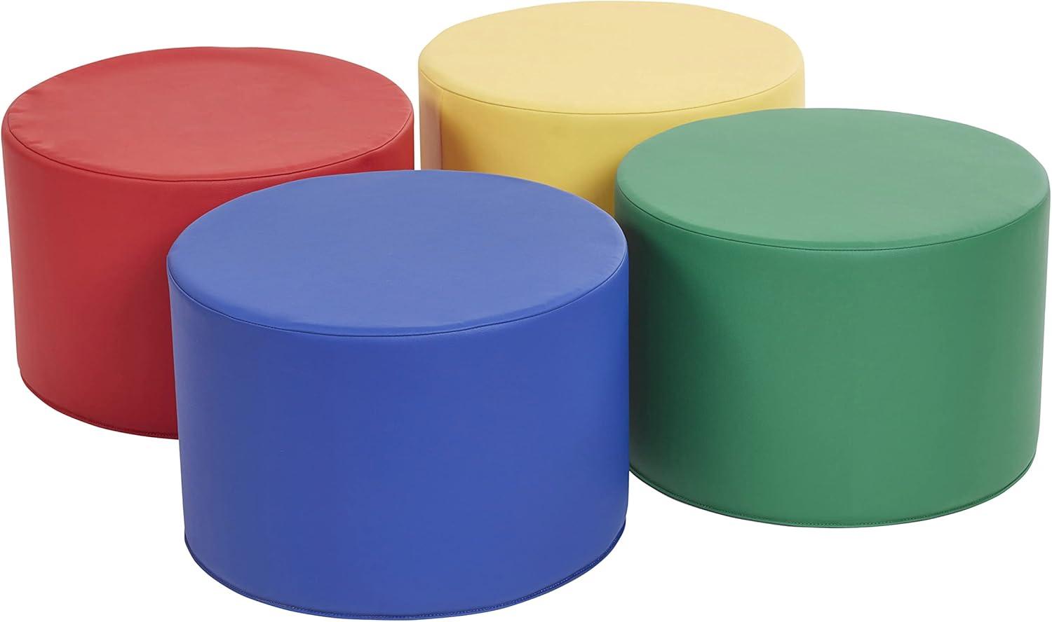 ECR4Kids SoftZone Foam Ottoman Set, Round, Flexible Seating, 4-Piece (Set of 4)