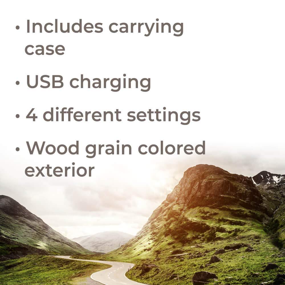 Plant Therapy Wood Grain Portable Diffuser Travel Pack, includes the Travel Essential Oil Blend 10 mL (1/3 oz) 100% Pure, Undiluted, Natural Aromatherapy, Therapeutic Grade
