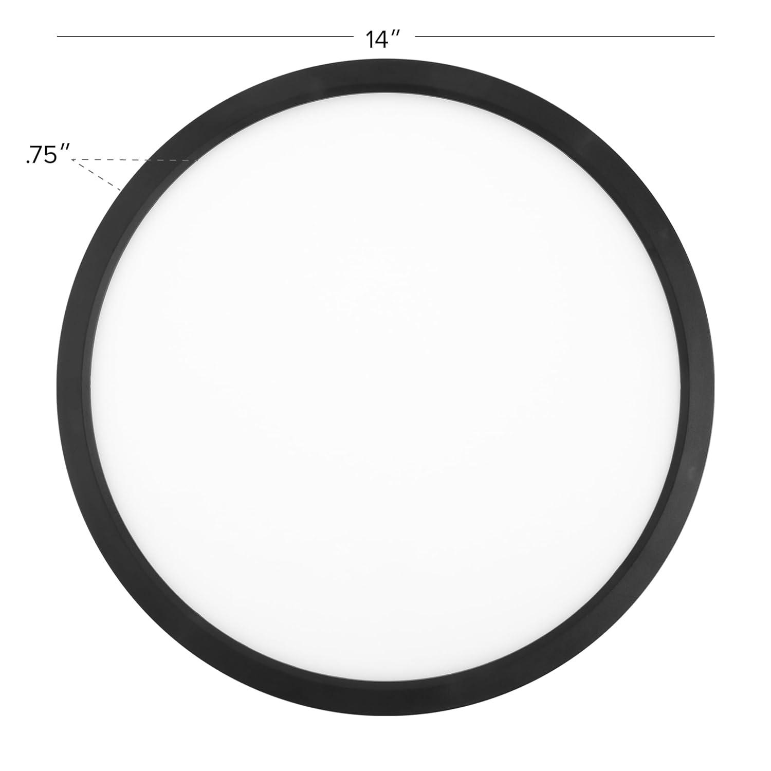 Maxxima 14 in. LED Flush Mount Ceiling Light, 5 CCT 2700K-5000K, 2400 Lumens, Traditional Indoor Black Trim Round Panel Light, Dimmable