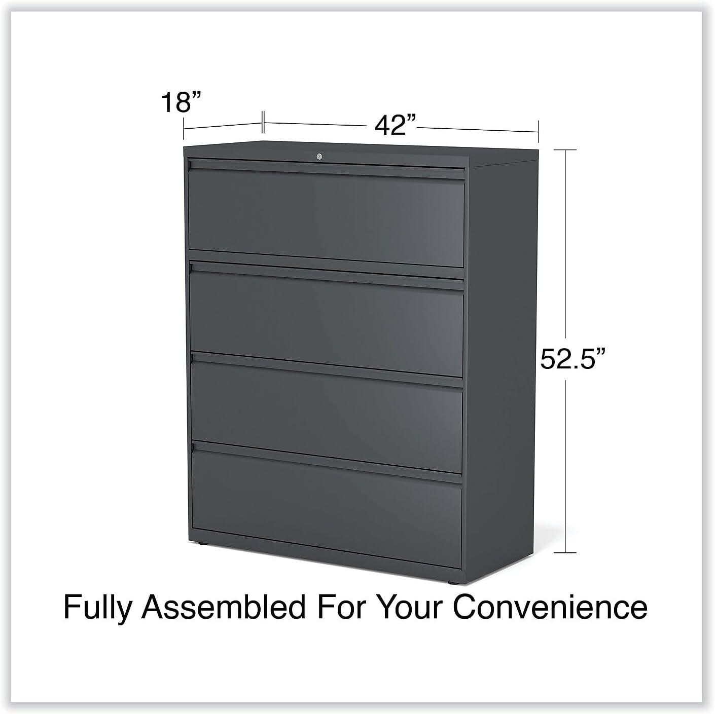 Alera Lateral File, 4 Legal/Letter/A4/A5-Size File Drawers, Charcoal, 42" x 18.63" x 52.5"