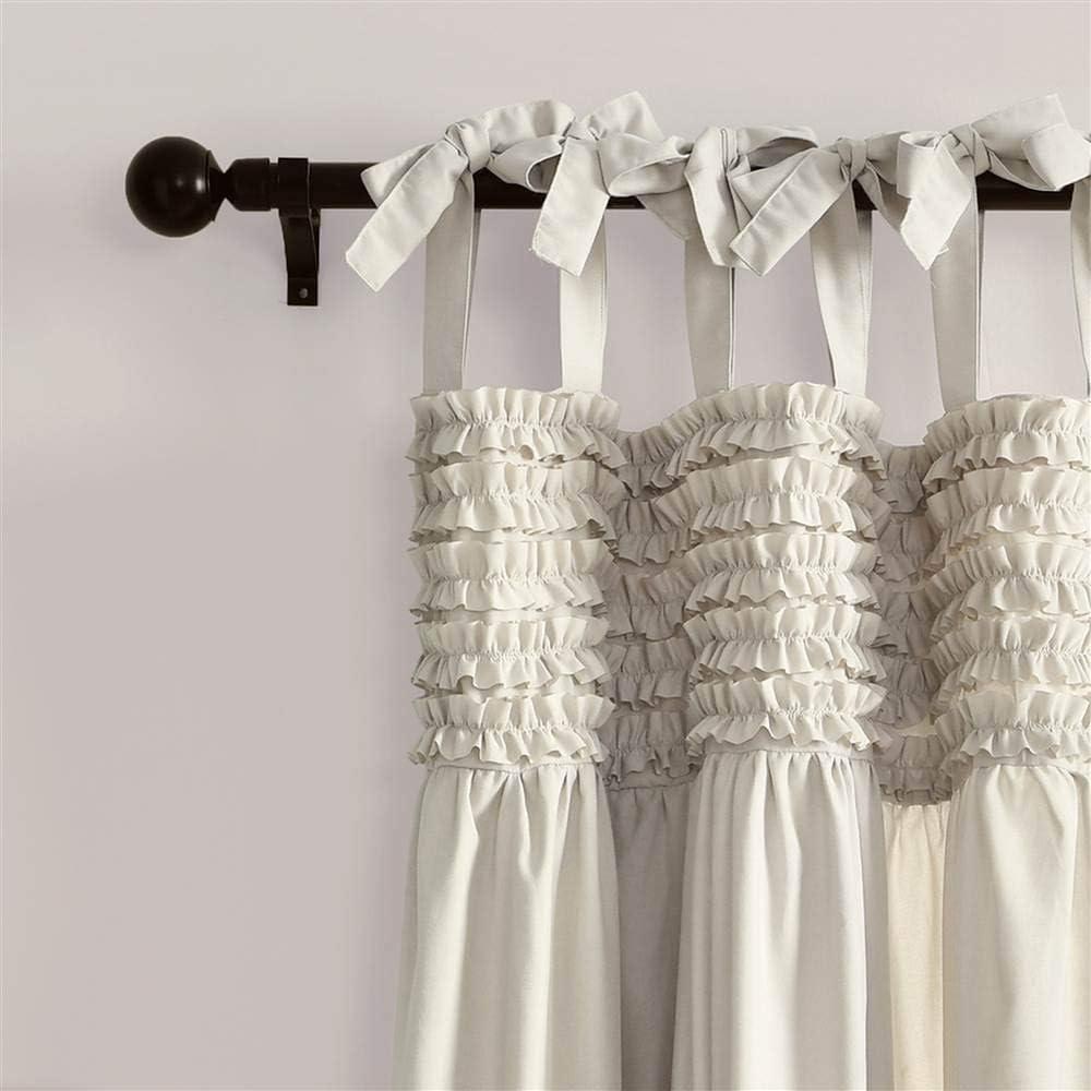 Lush Decor Lydia Ruffle 84" X 40" Solid Neutral Tie-Top Pair Window Panel