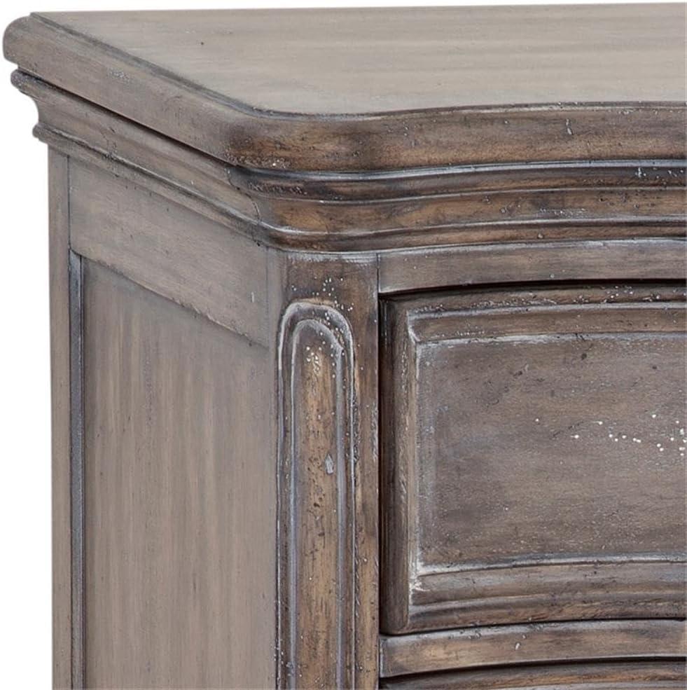 Pemberly Row Contemporary Antique Gray Wood 3-Drawer Nightstand