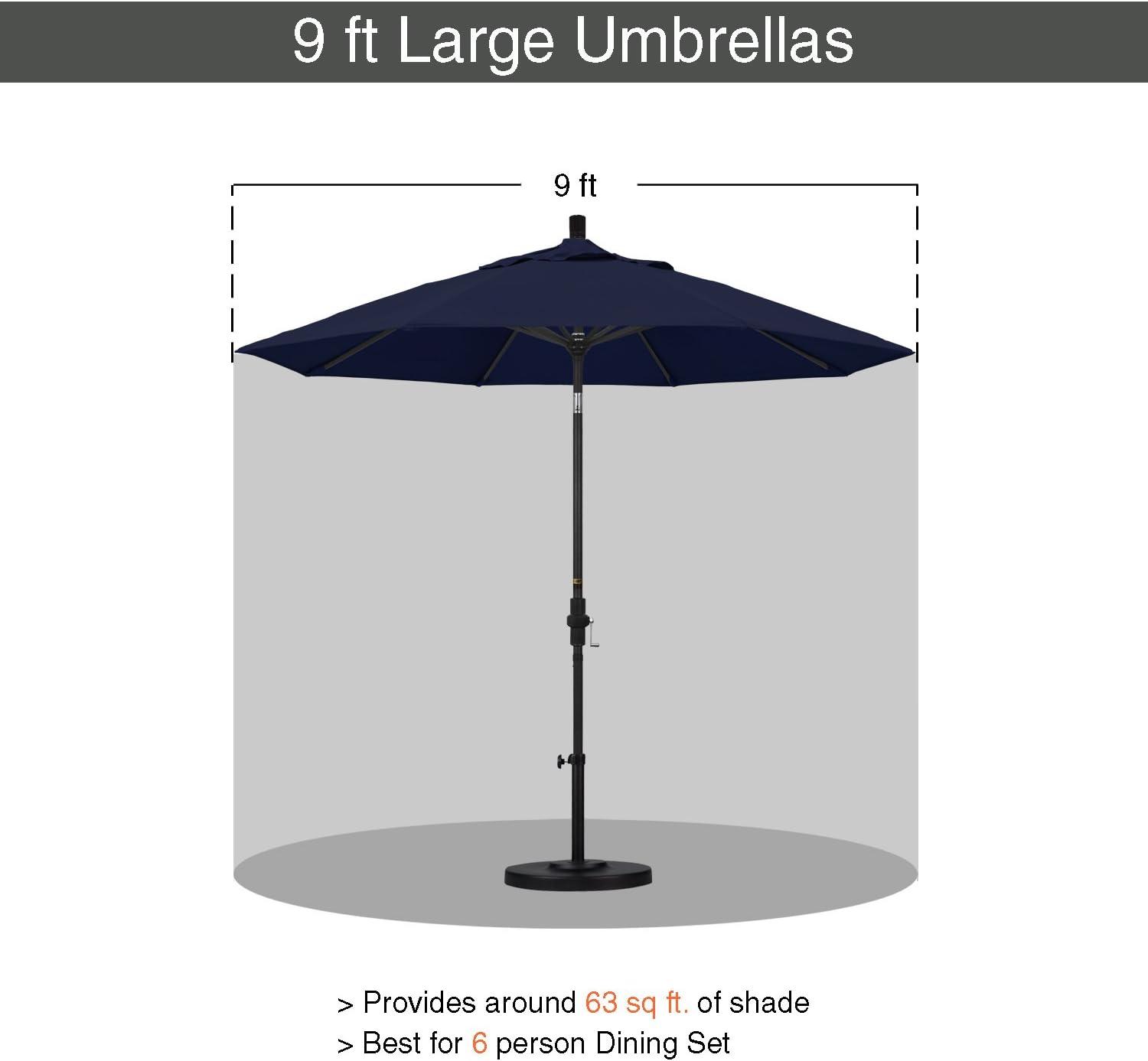 Navy Blue 9 ft Aluminum Market Umbrella with Bronze Pole