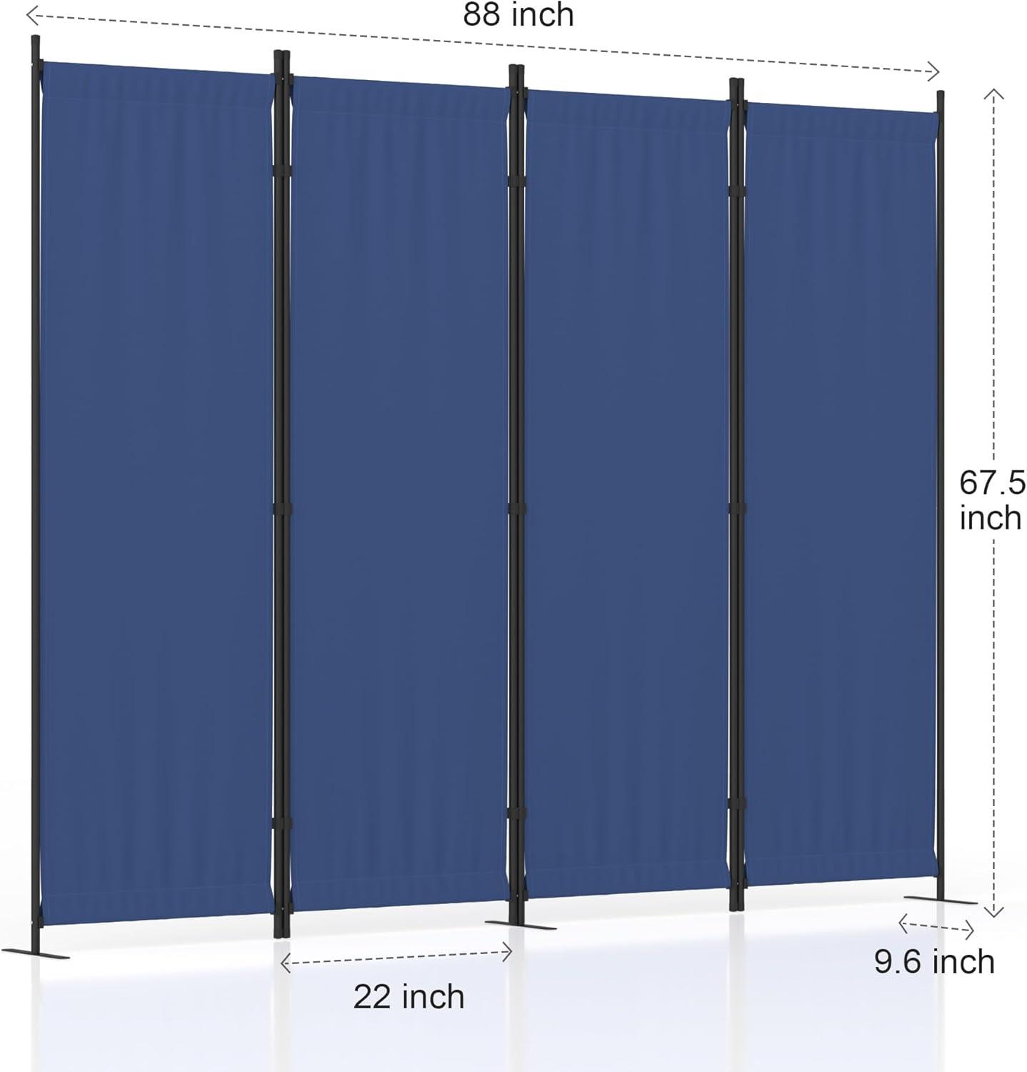 GOJOOASIS Room Dividers Folding Privacy Screens 4 Panel Partition (Blue)