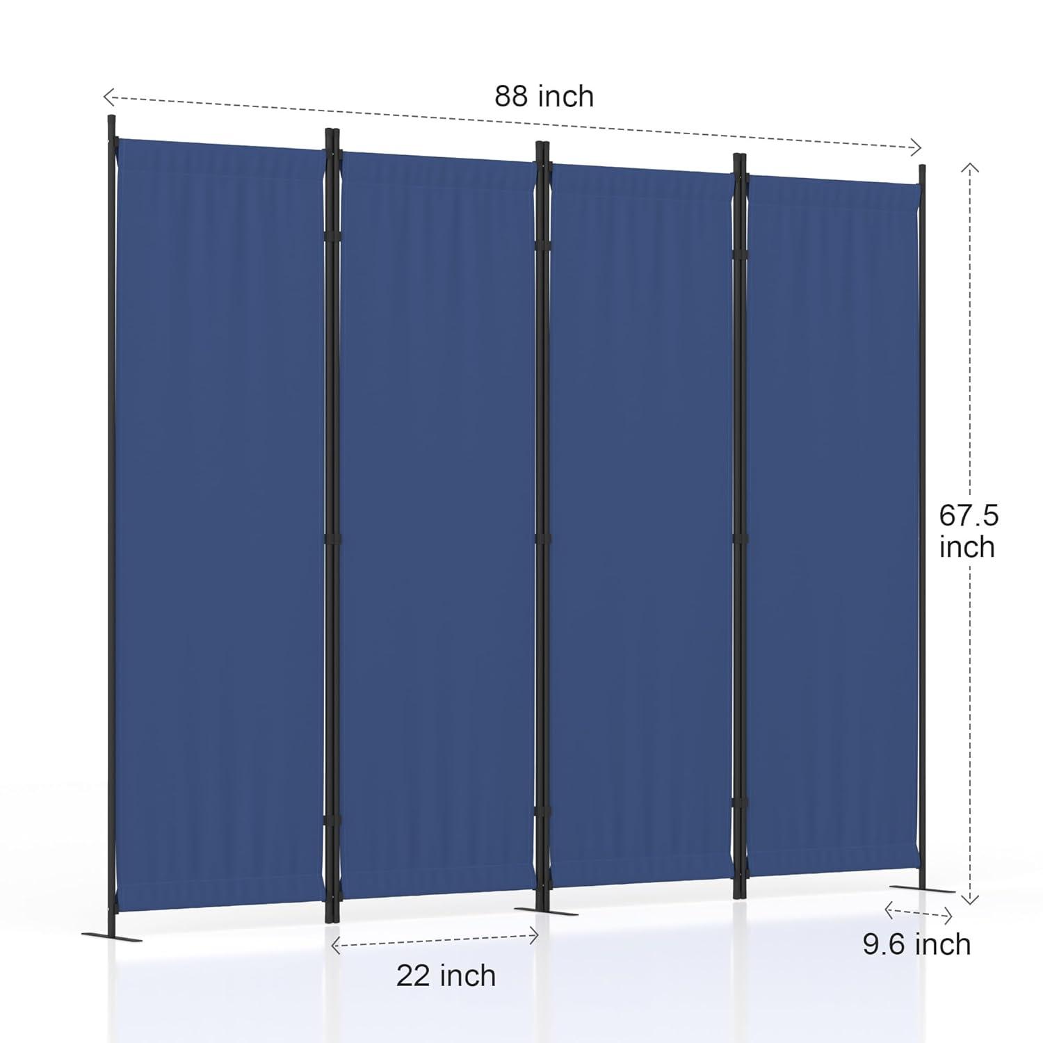 GOJOOASIS Room Dividers Folding Privacy Screens 4 Panel Partition (Blue)