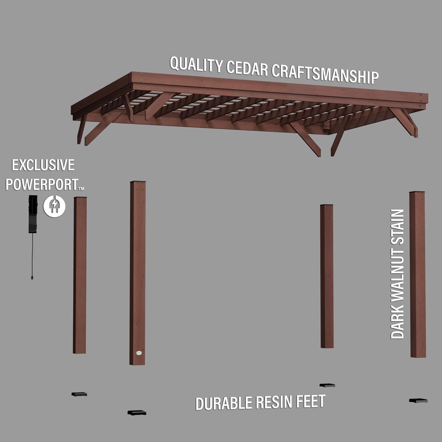 Backyard Discovery Backyard Discovery Brockton 14' x 10' Modern Cedar Wood Outdoor Patio Pergola Kit with PowerPort