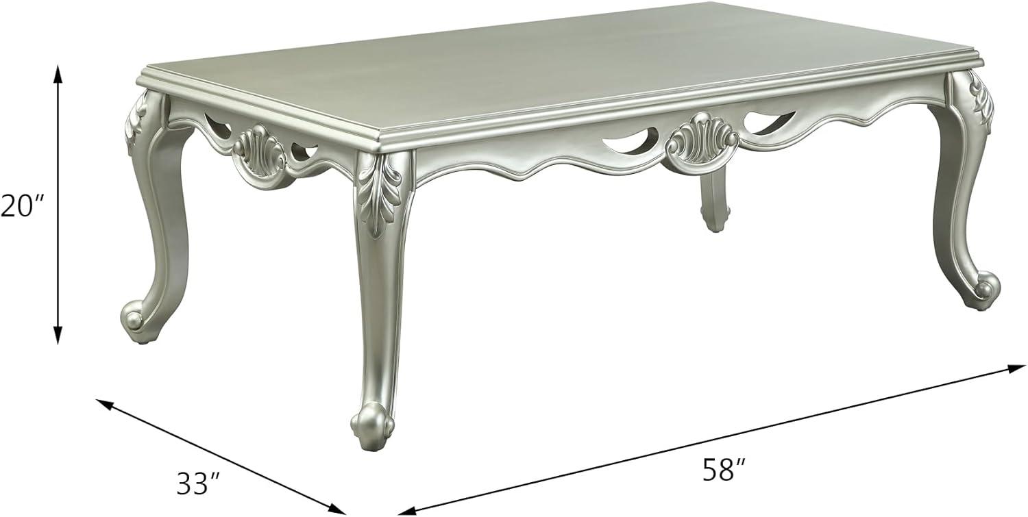 58" Champagne Finish Rectangular Wood Coffee Table