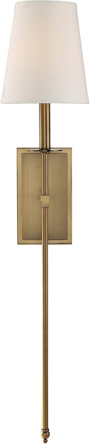 Monroe Elegance Warm Brass Outdoor Wall Sconce with White Shade