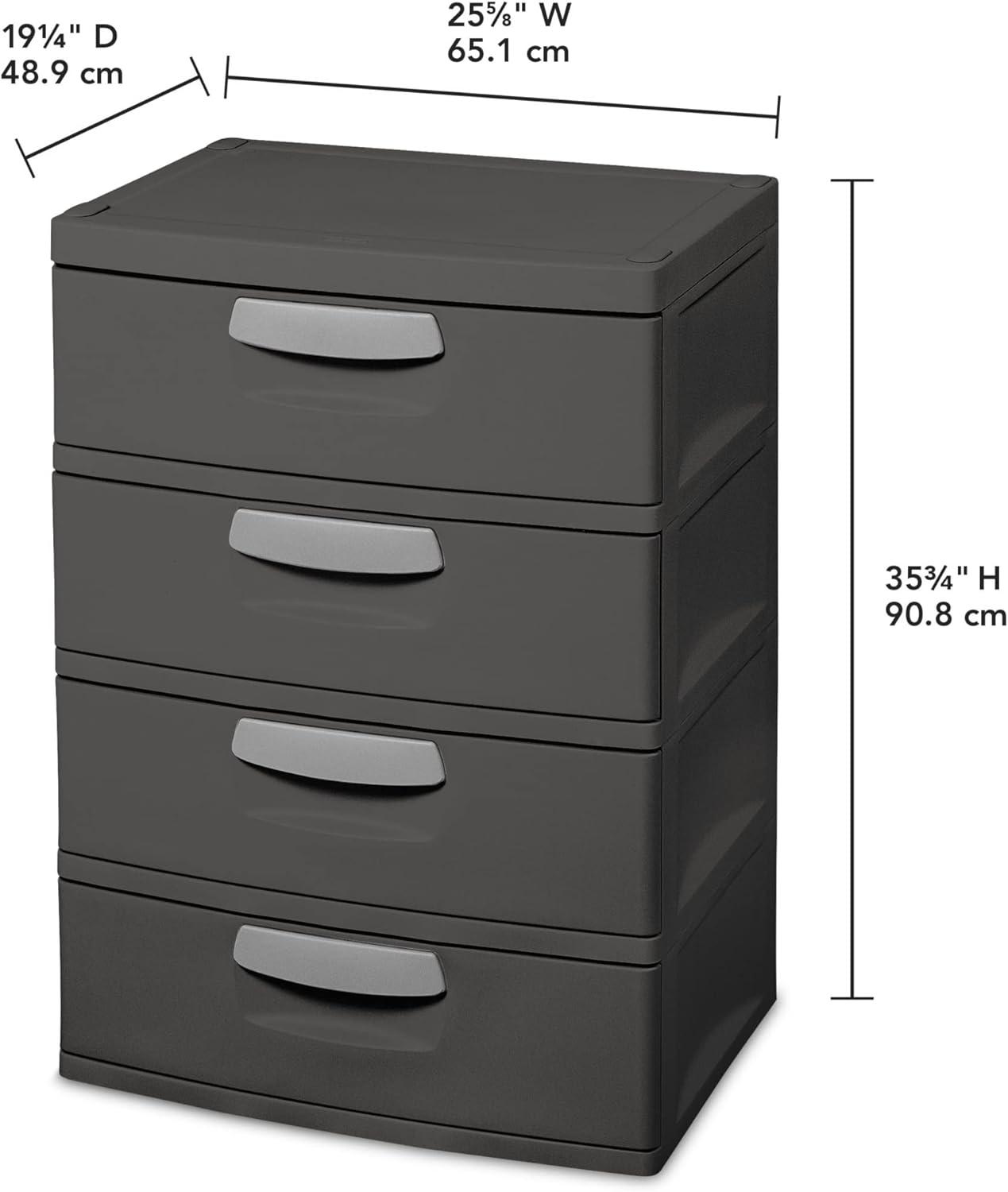 Sleek Modular 4-Drawer Organizer in Flat Gray, Stackable Design