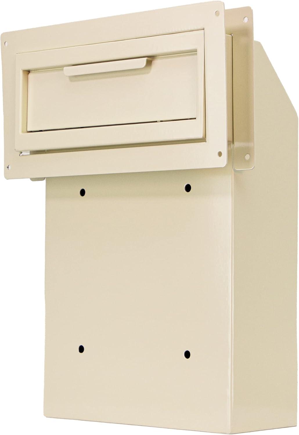 Beige Cream Steel Lockable Through-the-Door Mail Drop Box