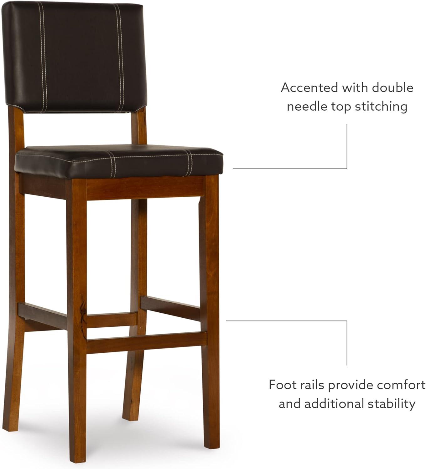 Milano Padded Barstool Upholstered Seat & Back - Linon