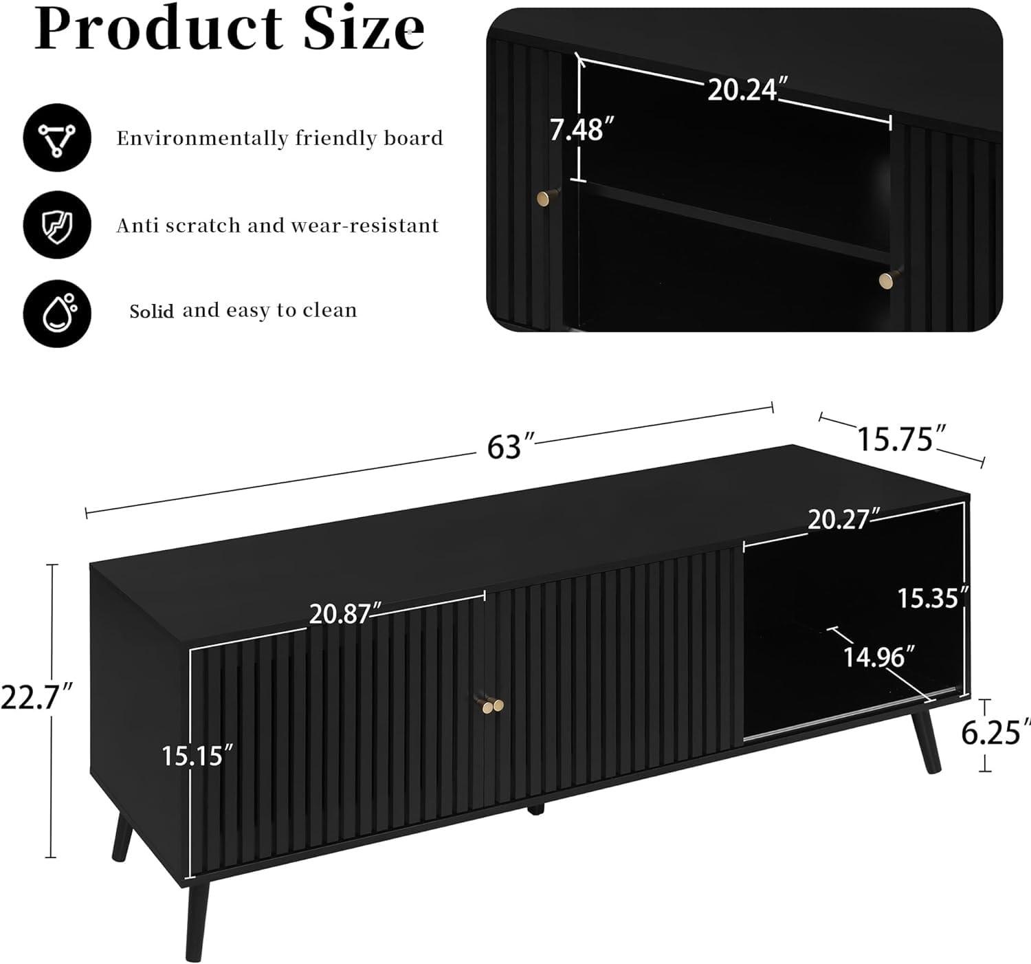 George Oliver Modern TV Stand for Televisions up to 70 Inches, with Sliding Doors and Storage, Television Stands, TV Consoles, Media Consoles for Living Room
