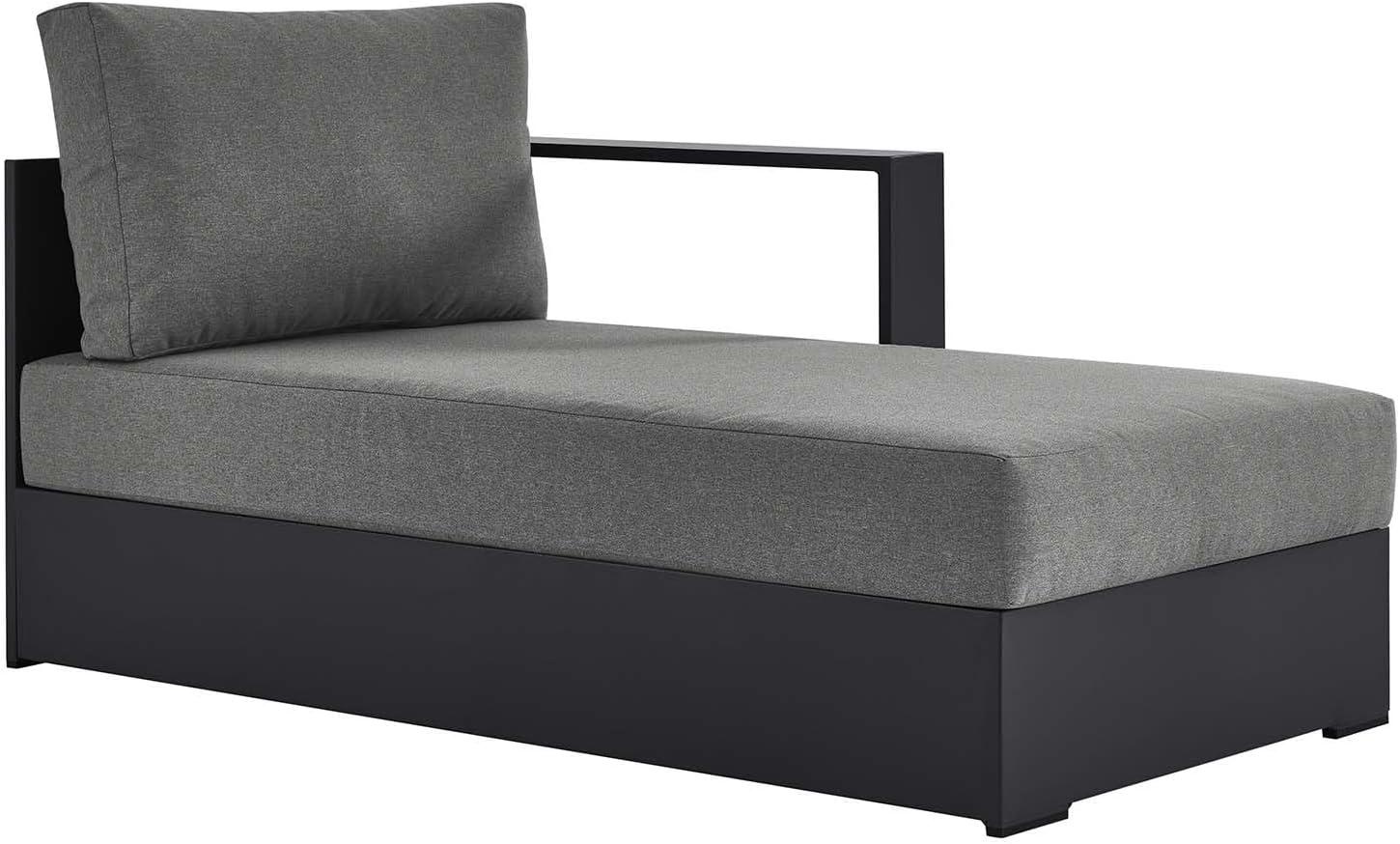 Gray Charcoal Aluminum Outdoor Left Arm Chaise Lounger