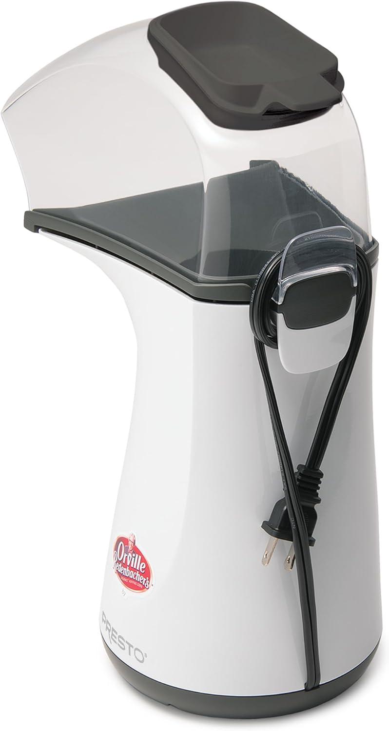 White and Black Hot Air Popcorn Maker with Measuring Cup
