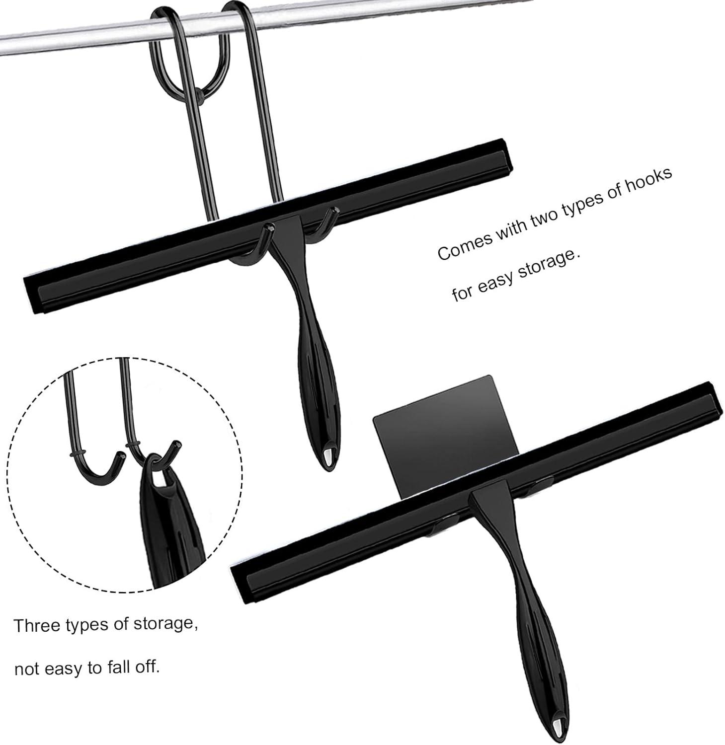 14'' Shower Squeegee, TOOVEM Squeegee for Shower Glass Door for Glass Doors, Windows, Bathroom, Car Windshield, Black