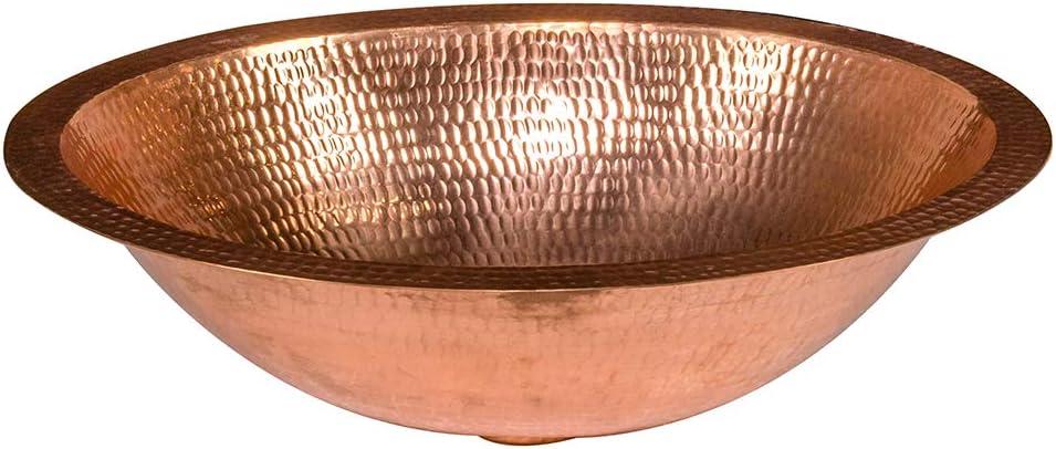 17" Oval Under Counter Hammered Copper Bathroom Sink