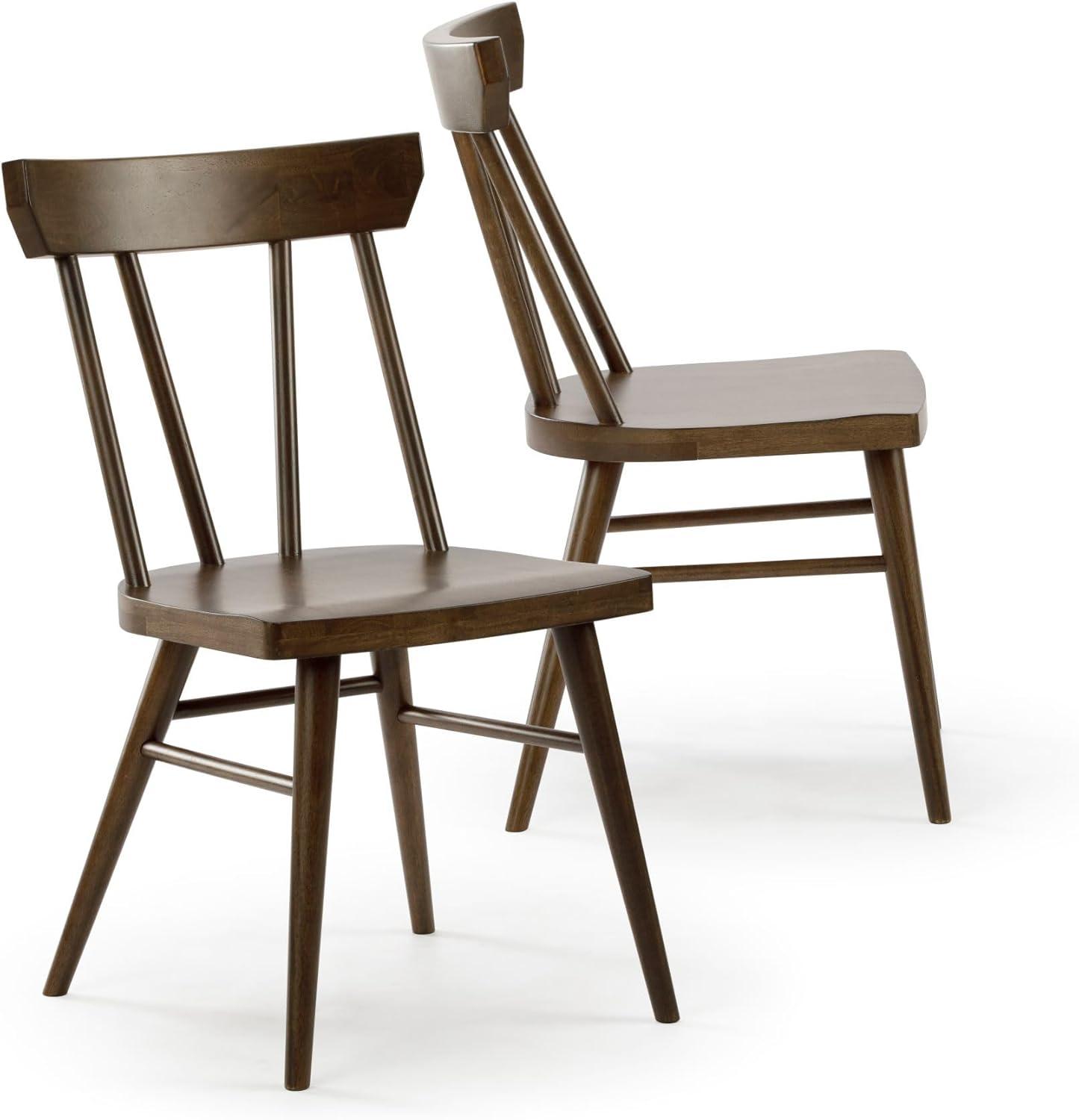 Plank+Beam Windsor Dining Chair Set of 2, Solid Wood Chairs for Kitchen, Office, Living Room,Walnut