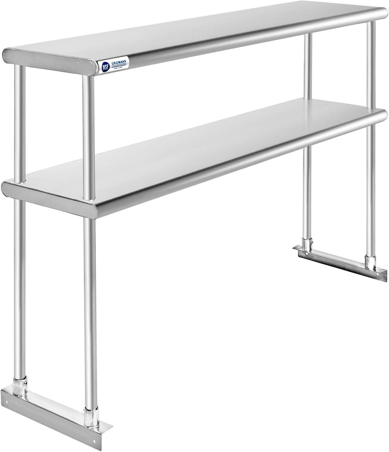 30" D x 34.5" H Stainless Steel Prep Station with Undershelf and Double Overshelf