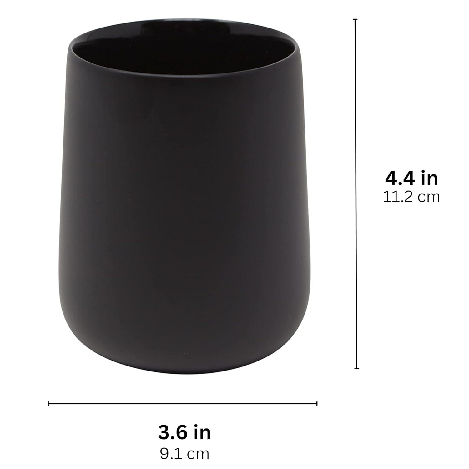 Matte Black Toothbrush and Toothpaste Holder and Cup for Bathroom Vanity and Countertop, Round Organizer for Electric Toothbrushes, Floss, Razors, Cotton, and Mouthwash