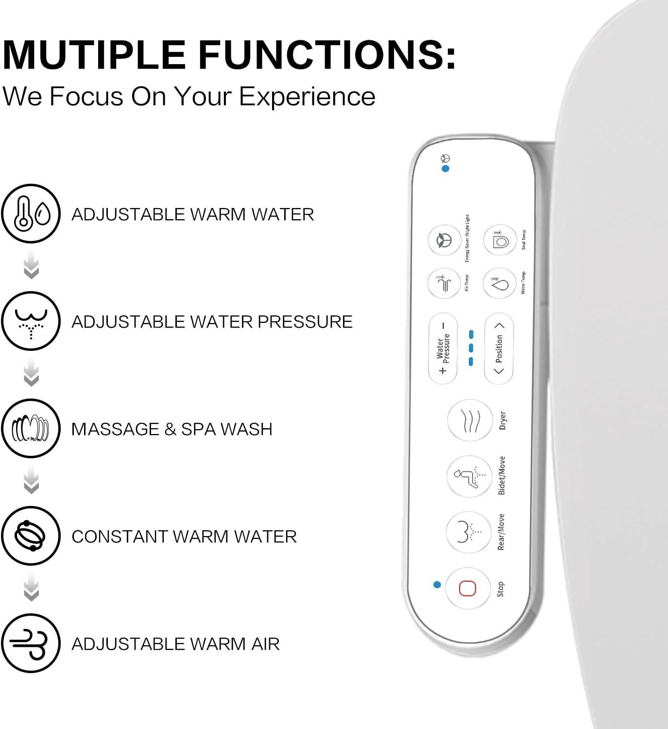 Elongated Toilet Seat Bidet