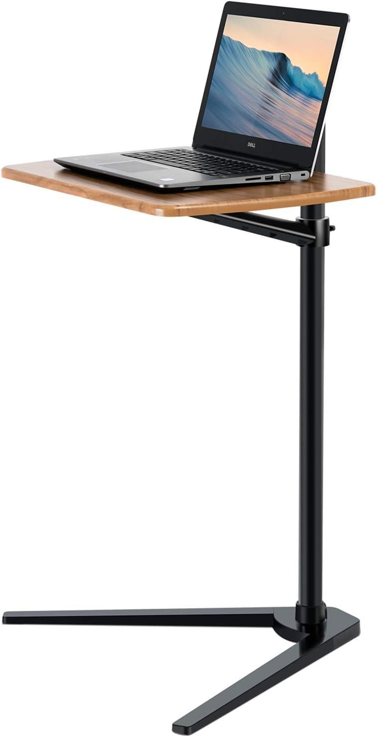 Adjustable Aluminum Laptop Stand with Dark Wood Top