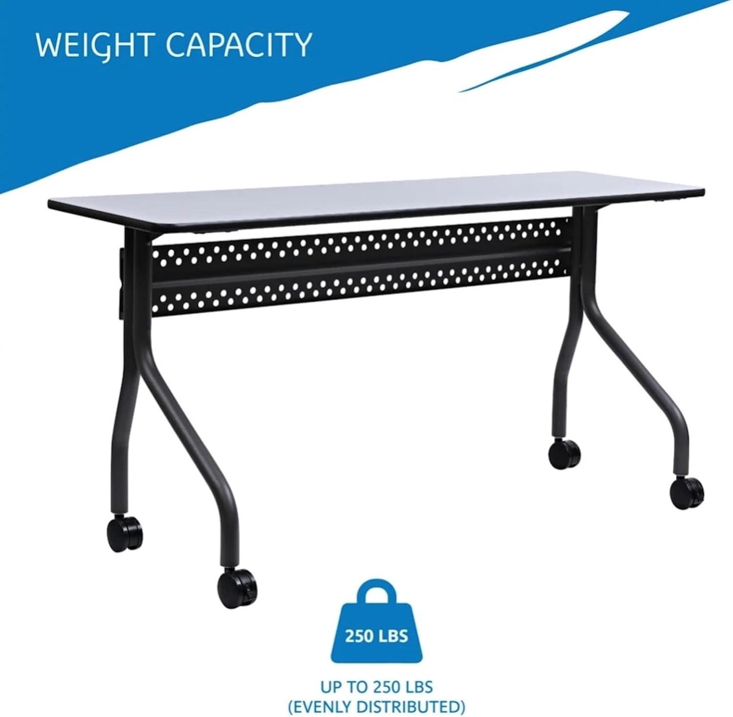 Rectangle Modular Training Table with Casters and Modesty Panel