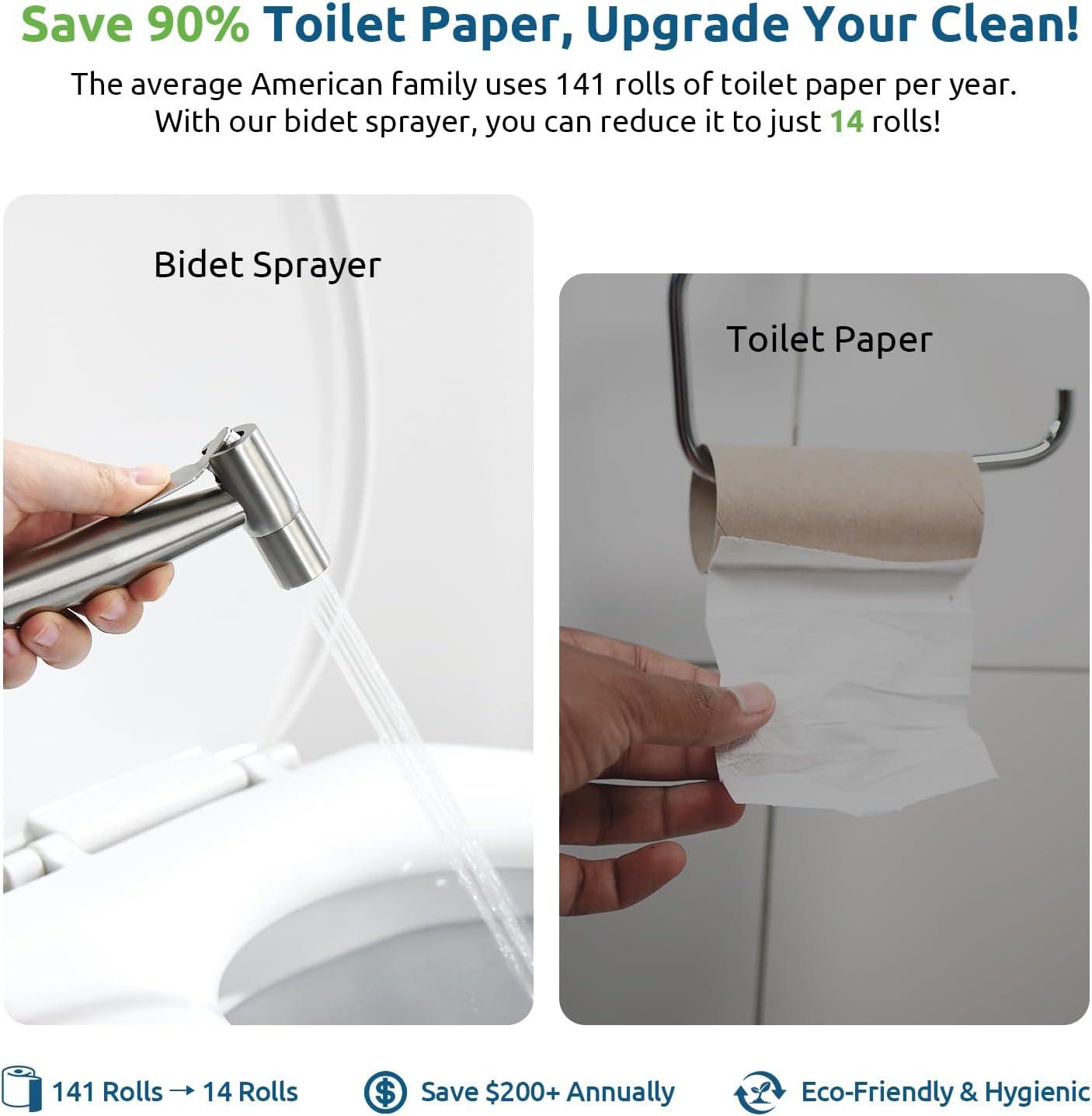 Handheld Bidet Sprayer for Toilet, Muslim Shower Water Jet Spray for Toilet, Bidet Faucet Cloth Diaper Sprayer for Baby Wash, Adjustable Water Pressure with Bidet Hose for Feminine Wash