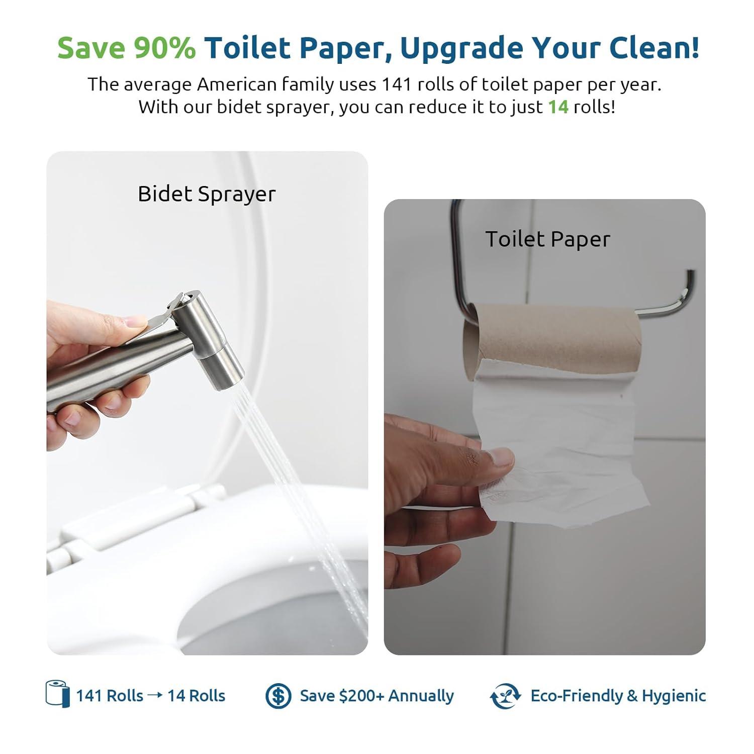 Handheld Bidet Sprayer for Toilet, Muslim Shower Water Jet Spray for Toilet, Bidet Faucet Cloth Diaper Sprayer for Baby Wash, Adjustable Water Pressure with Bidet Hose for Feminine Wash