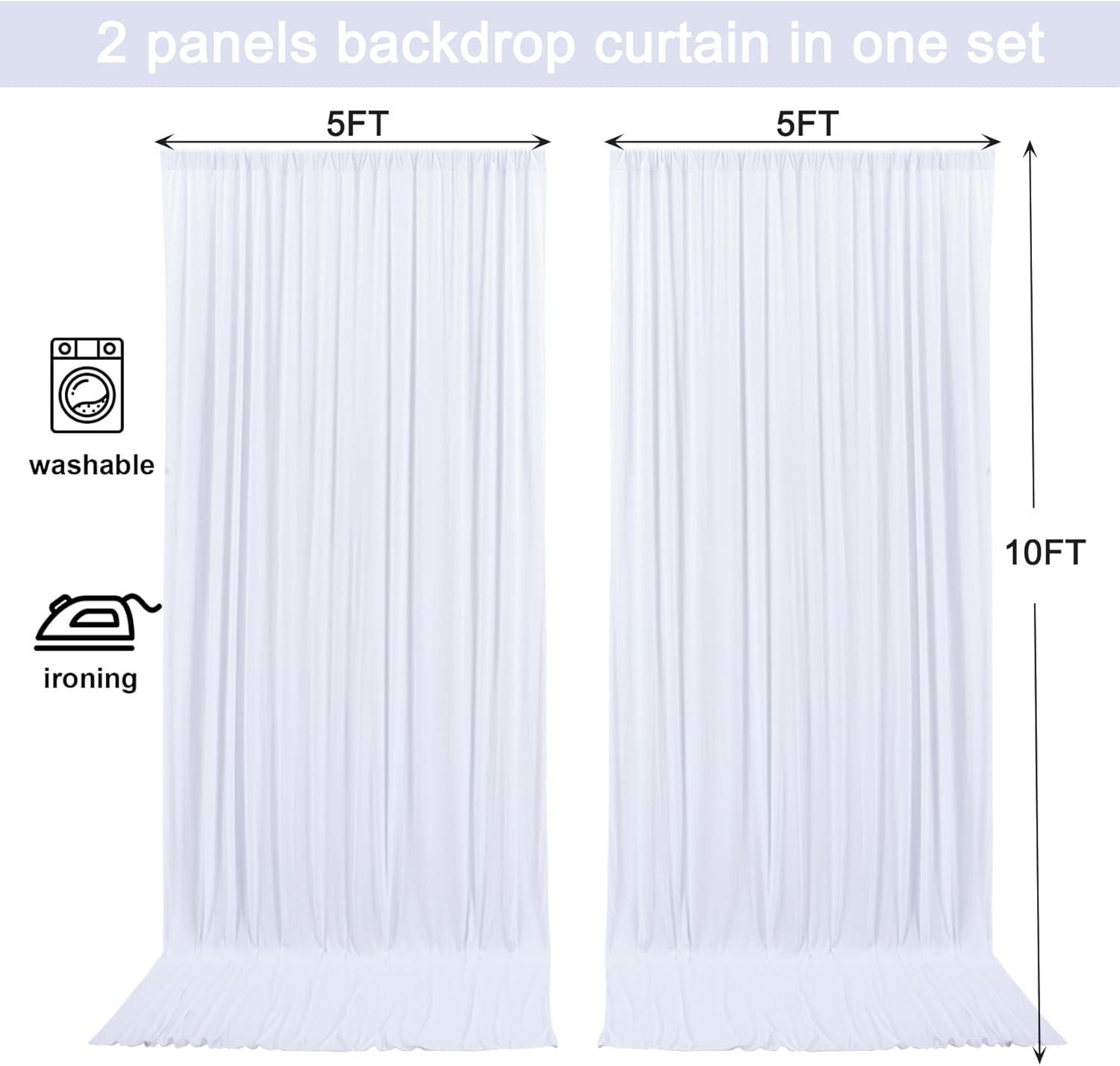 10x10ft White Backdrop Curtain for Parties Wrinkle Free Wedding Baby Curtain Backdrops for Birthday Party