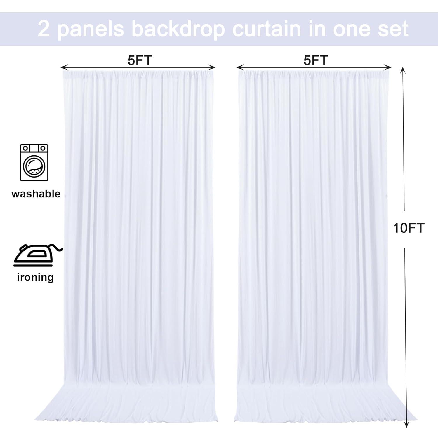 10x10ft White Backdrop Curtain for Parties Wrinkle Free Wedding Baby Curtain Backdrops for Birthday Party