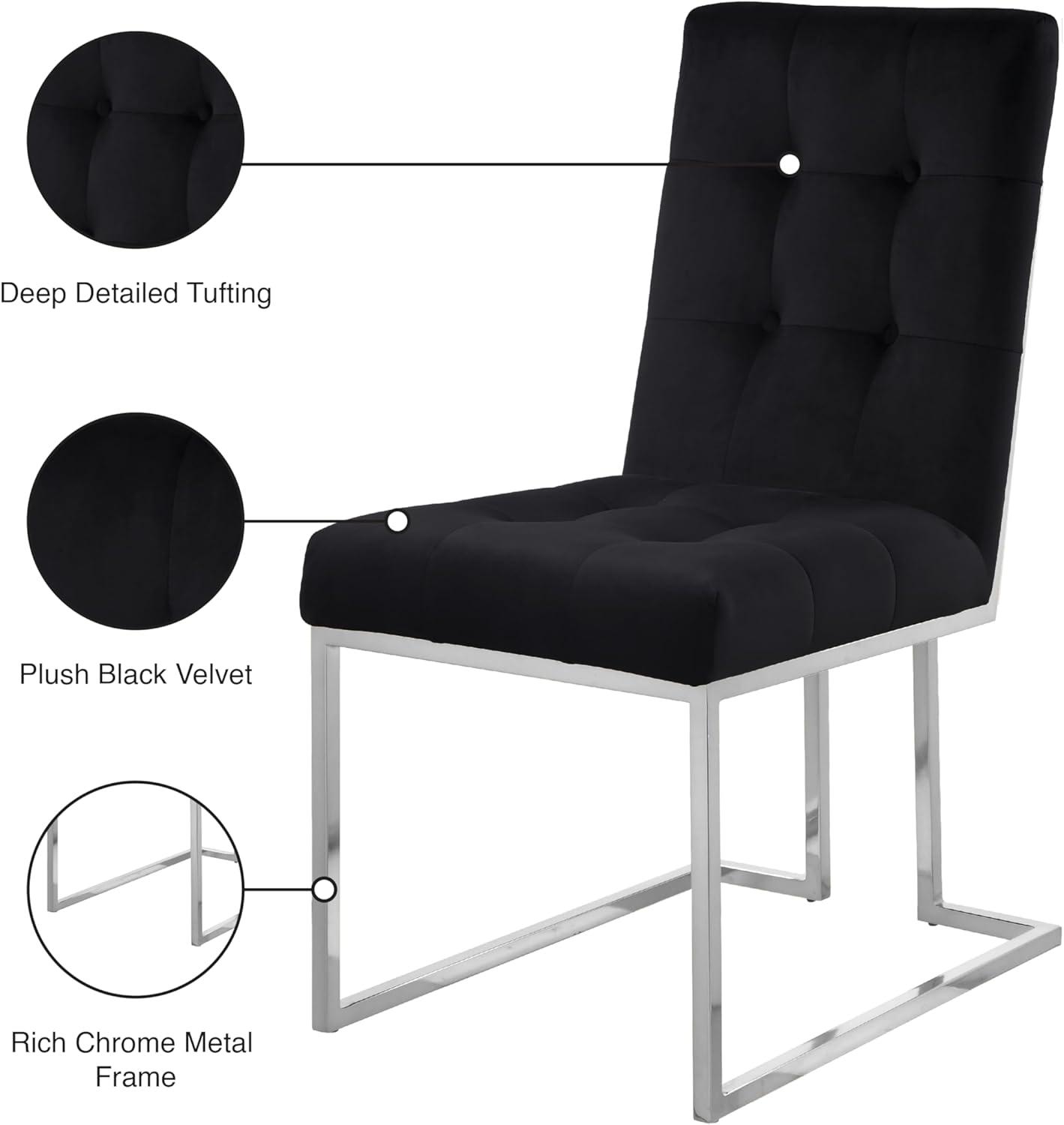 Elegant Parsons Black Velvet Dining Chair with Metal Base