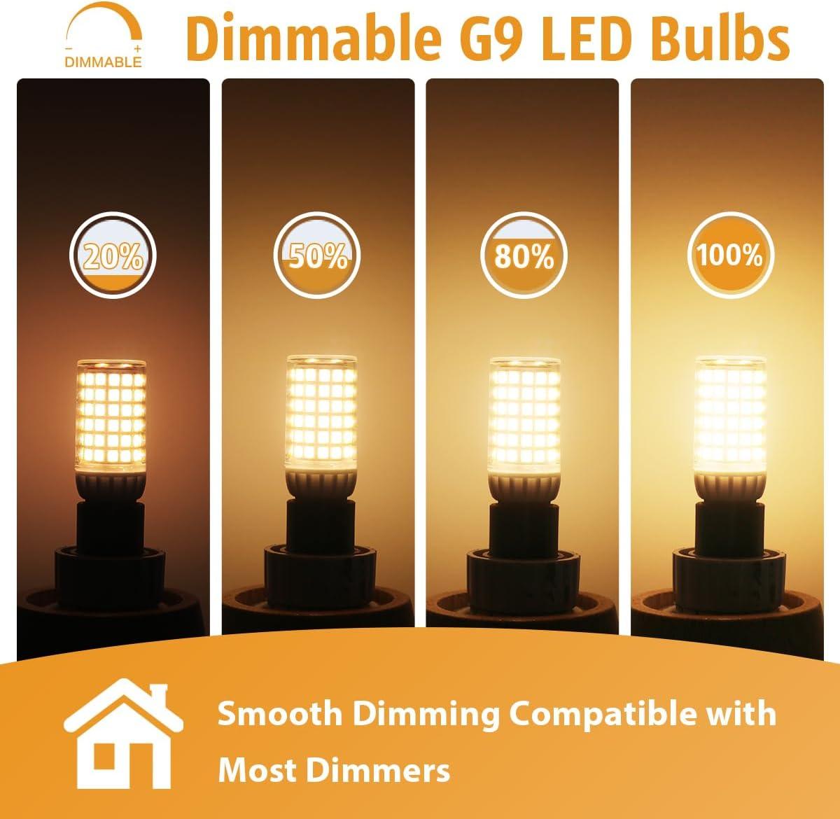 G9 LED Bulb Dimmable 4W, 40 Watt T4 G9 Halogen Equivalent, 3000K Soft Warm White, 120V Flicker Free, LED Bulbs Bi Pin Base Chandelier Lighting 450LM, Energer Saving LED Lighting (5 Pack)